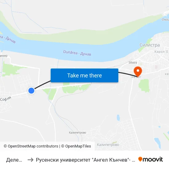 Деленките to Русенски университет "Ангел Кънчев"- филиал Силистра map