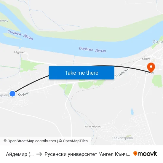 Айдемир (Център) to Русенски университет "Ангел Кънчев"- филиал Силистра map