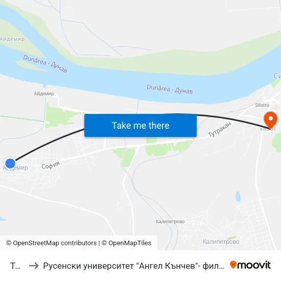 Тиса to Русенски университет "Ангел Кънчев"- филиал Силистра map