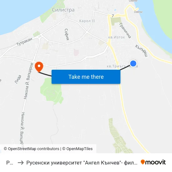 Рига to Русенски университет "Ангел Кънчев"- филиал Силистра map