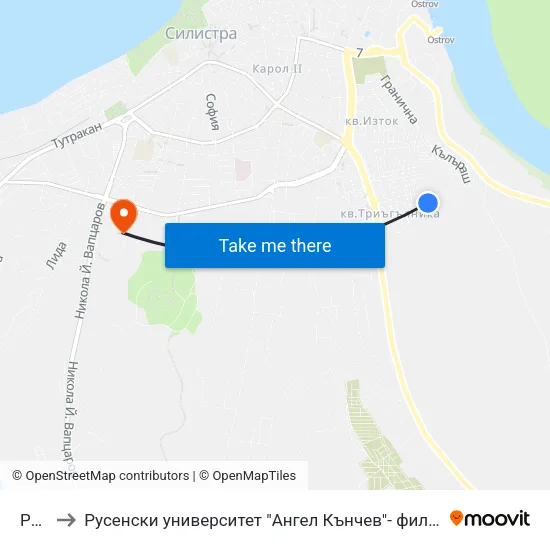 Рига to Русенски университет "Ангел Кънчев"- филиал Силистра map