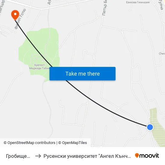 Гробищен Парк 1 to Русенски университет "Ангел Кънчев"- филиал Силистра map