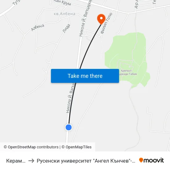 Керамична to Русенски университет "Ангел Кънчев"- филиал Силистра map