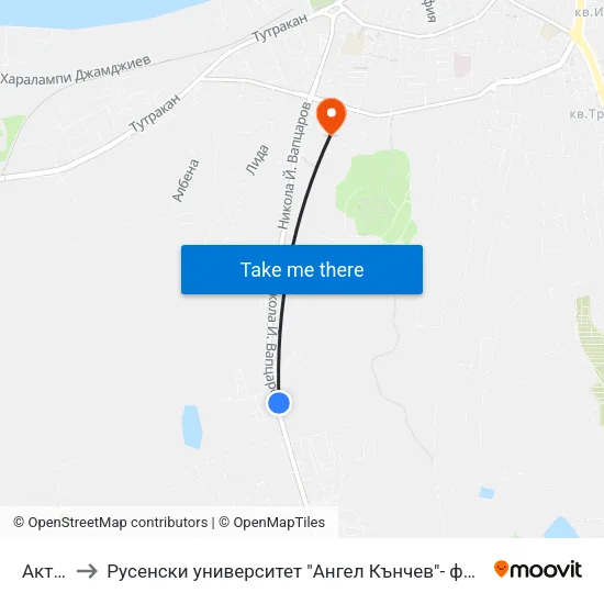 Актуал to Русенски университет "Ангел Кънчев"- филиал Силистра map