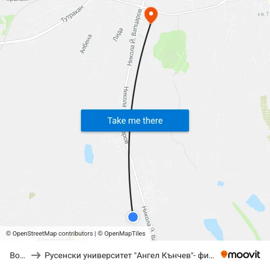 Волга to Русенски университет "Ангел Кънчев"- филиал Силистра map