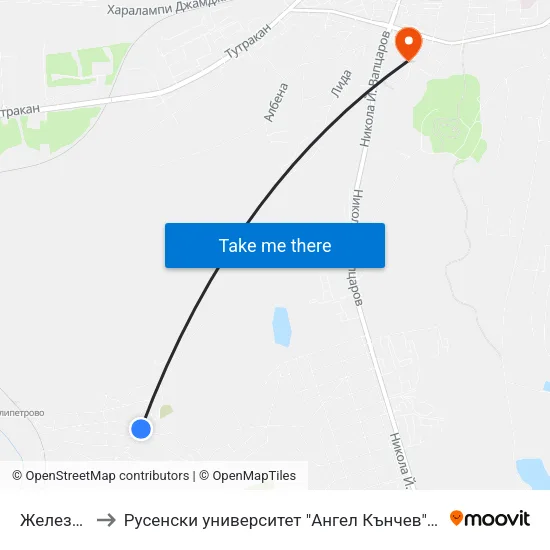Железарска to Русенски университет "Ангел Кънчев"- филиал Силистра map