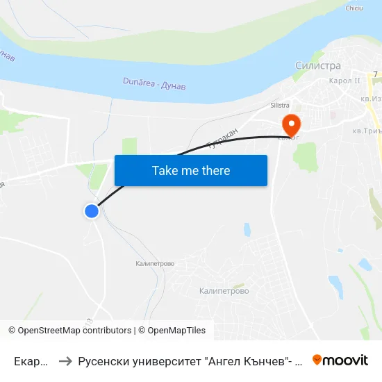 Екарисаж to Русенски университет "Ангел Кънчев"- филиал Силистра map