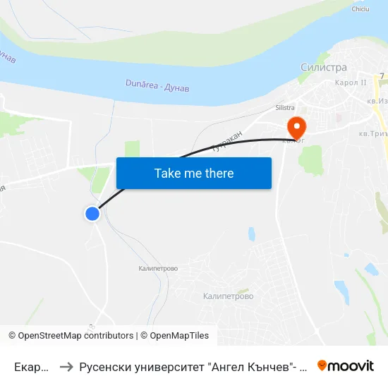 Екарисаж to Русенски университет "Ангел Кънчев"- филиал Силистра map