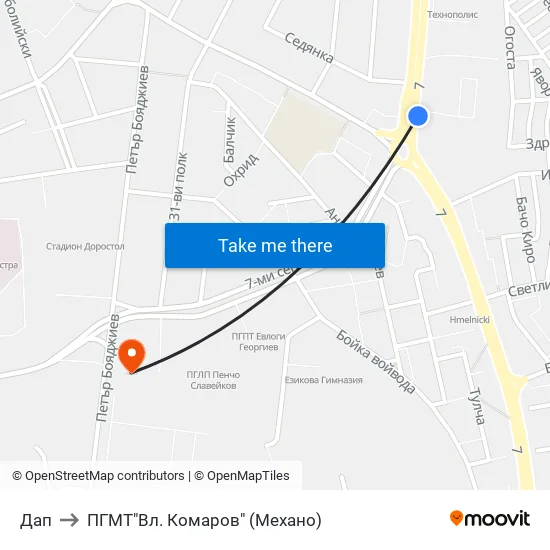 Дап to ПГМТ"Вл. Комаров" (Механо) map