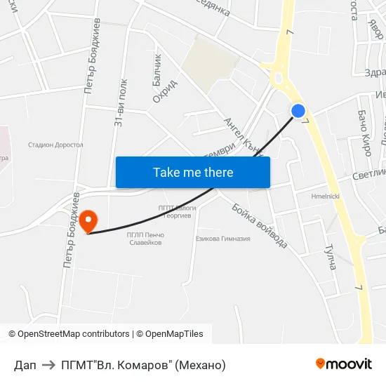 Дап to ПГМТ"Вл. Комаров" (Механо) map