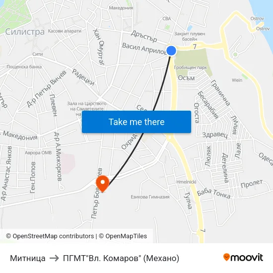Митница to ПГМТ"Вл. Комаров" (Механо) map