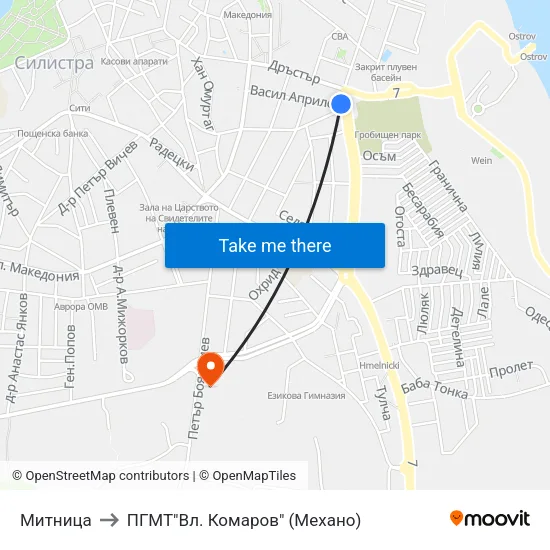 Митница to ПГМТ"Вл. Комаров" (Механо) map