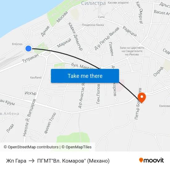 Жп Гара to ПГМТ"Вл. Комаров" (Механо) map