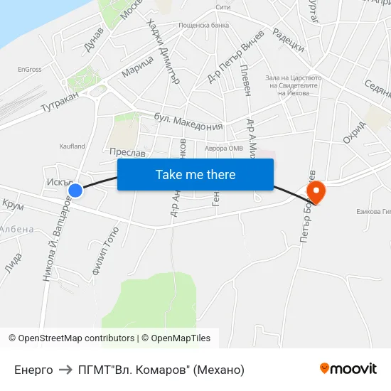 Енерго to ПГМТ"Вл. Комаров" (Механо) map