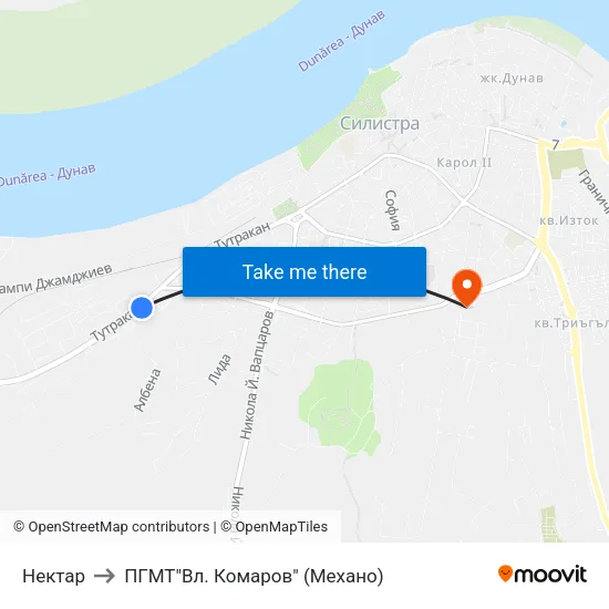 Нектар to ПГМТ"Вл. Комаров" (Механо) map