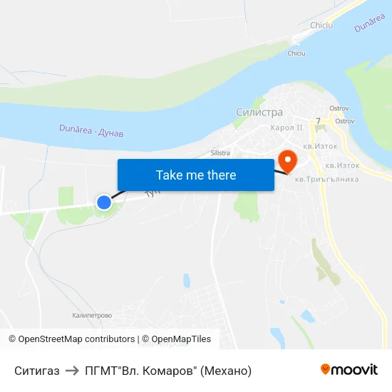 Ситигаз to ПГМТ"Вл. Комаров" (Механо) map