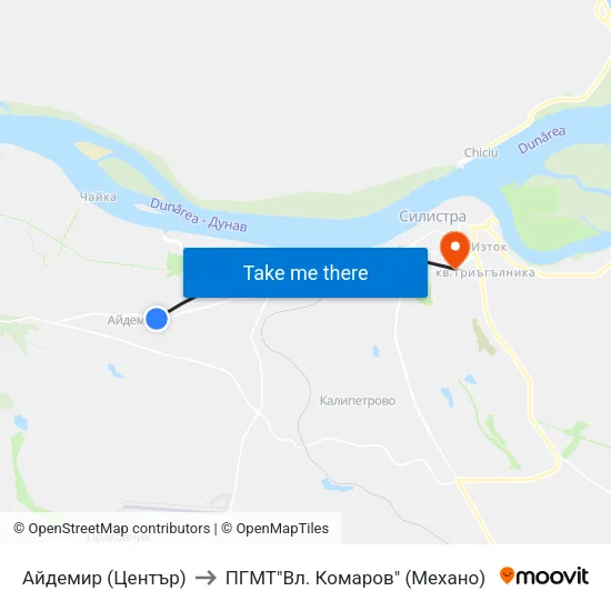 Айдемир (Център) to ПГМТ"Вл. Комаров" (Механо) map