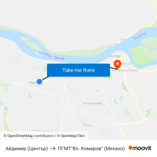 Айдемир (Център) to ПГМТ"Вл. Комаров" (Механо) map