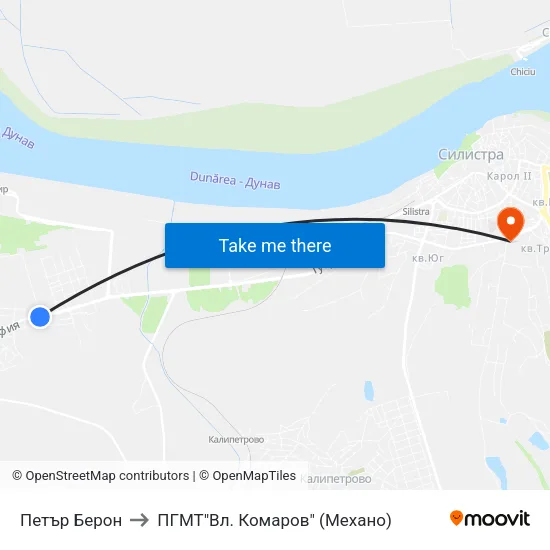Петър Берон to ПГМТ"Вл. Комаров" (Механо) map