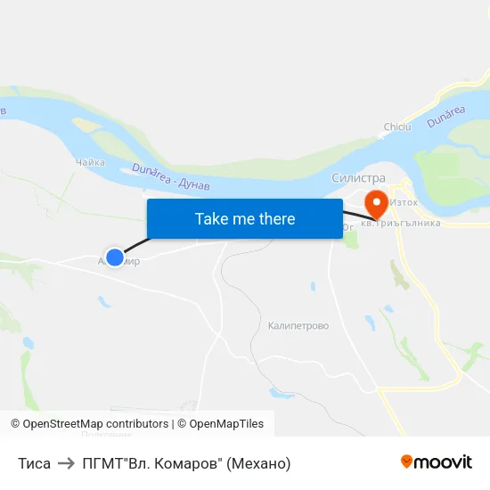 Тиса to ПГМТ"Вл. Комаров" (Механо) map