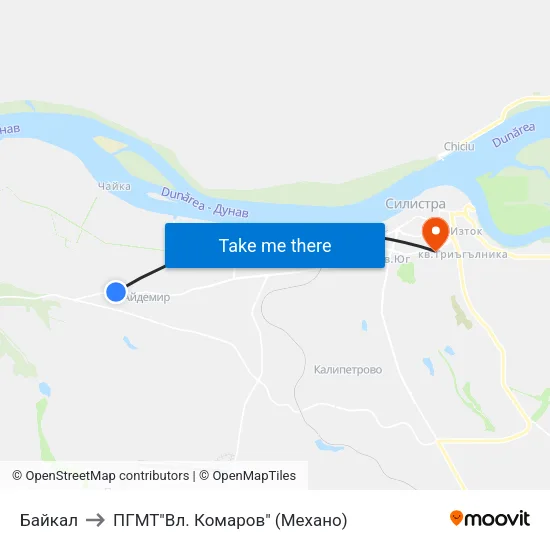 Байкал to ПГМТ"Вл. Комаров" (Механо) map
