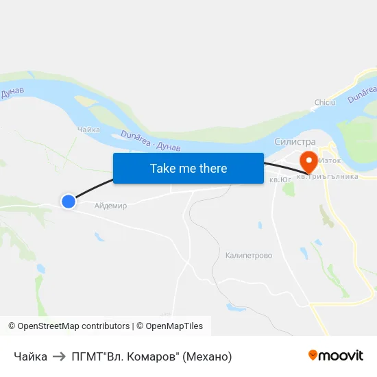 Чайка to ПГМТ"Вл. Комаров" (Механо) map