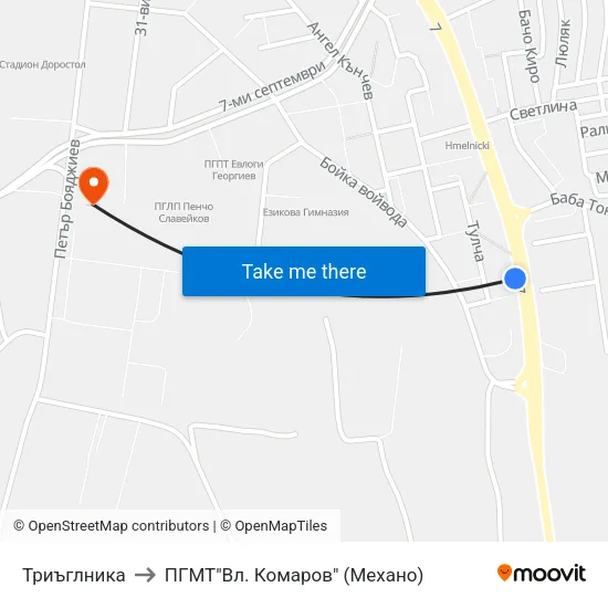 Триъглника to ПГМТ"Вл. Комаров" (Механо) map