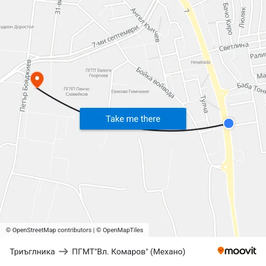 Триъглника to ПГМТ"Вл. Комаров" (Механо) map