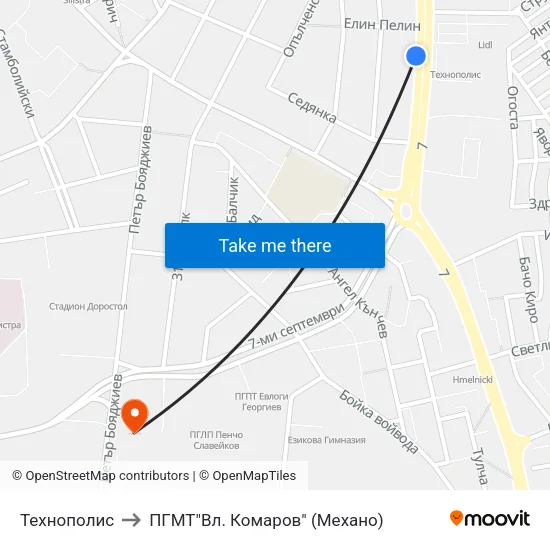 Технополис to ПГМТ"Вл. Комаров" (Механо) map