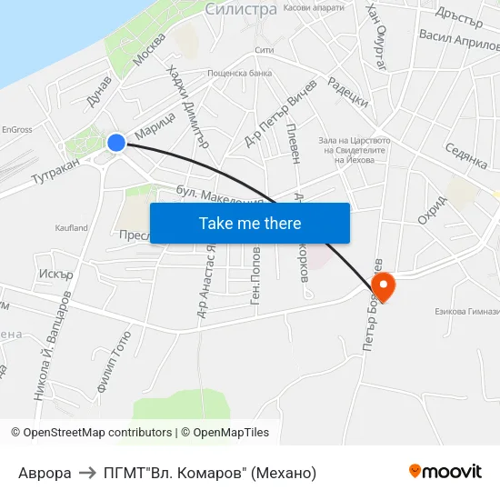 Аврора to ПГМТ"Вл. Комаров" (Механо) map