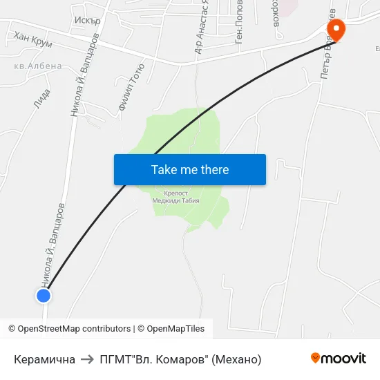 Керамична to ПГМТ"Вл. Комаров" (Механо) map