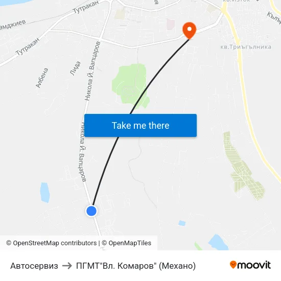 Автосервиз to ПГМТ"Вл. Комаров" (Механо) map