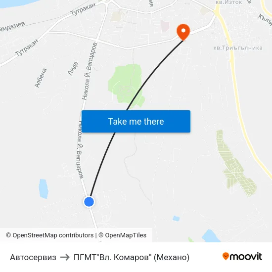 Автосервиз to ПГМТ"Вл. Комаров" (Механо) map