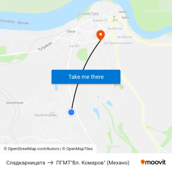 Сладкарницата to ПГМТ"Вл. Комаров" (Механо) map