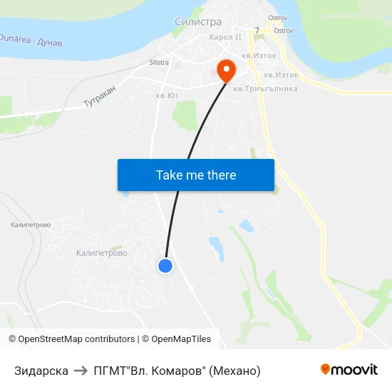 Зидарска to ПГМТ"Вл. Комаров" (Механо) map