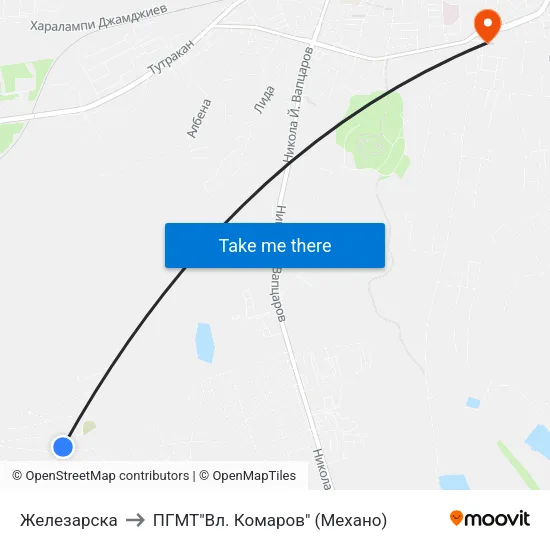 Железарска to ПГМТ"Вл. Комаров" (Механо) map