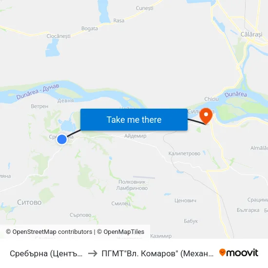 Сребърна (Център) to ПГМТ"Вл. Комаров" (Механо) map