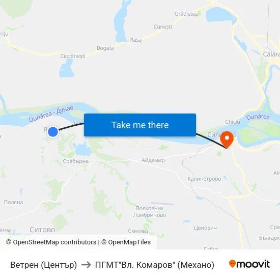 Ветрен (Център) to ПГМТ"Вл. Комаров" (Механо) map