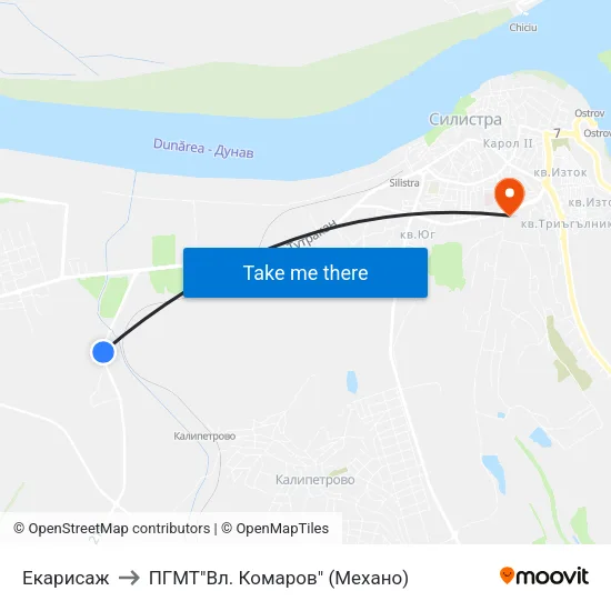 Екарисаж to ПГМТ"Вл. Комаров" (Механо) map