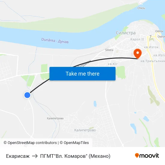 Екарисаж to ПГМТ"Вл. Комаров" (Механо) map