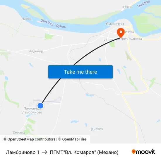 Ламбриново 1 to ПГМТ"Вл. Комаров" (Механо) map