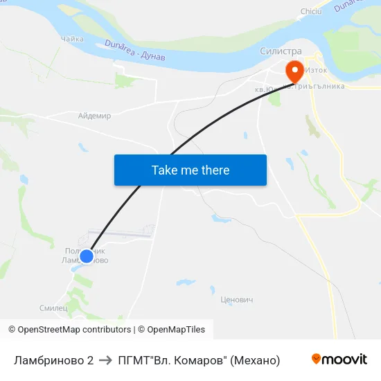 Ламбриново 2 to ПГМТ"Вл. Комаров" (Механо) map