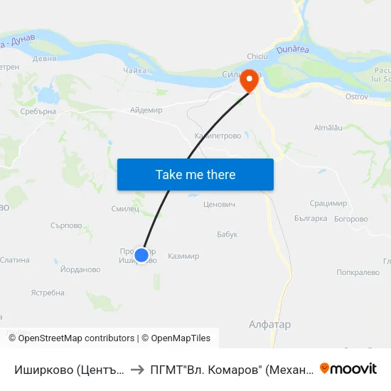 Иширково (Център) to ПГМТ"Вл. Комаров" (Механо) map
