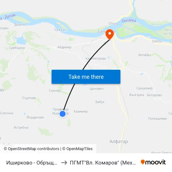 Иширково - Обръщало to ПГМТ"Вл. Комаров" (Механо) map