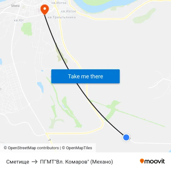 Сметище to ПГМТ"Вл. Комаров" (Механо) map