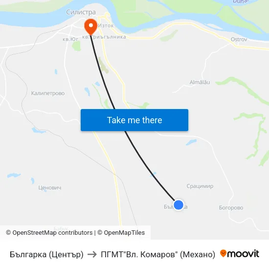 Българка (Център) to ПГМТ"Вл. Комаров" (Механо) map
