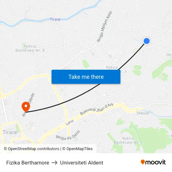 Fizika Berthamore to Universiteti Aldent map