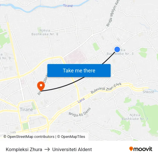 Kompleksi Zhura to Universiteti Aldent map