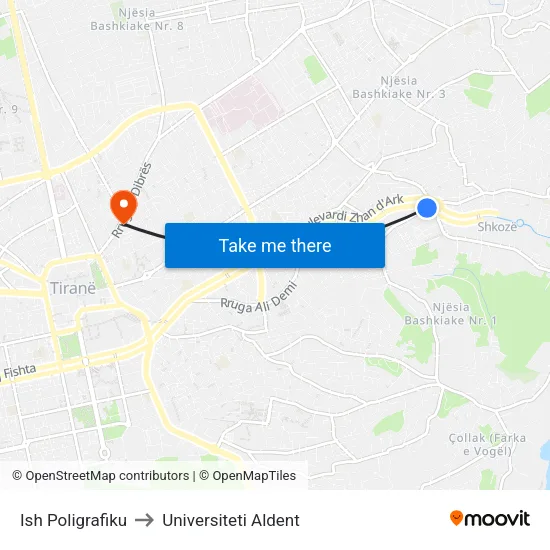 Ish Poligrafiku to Universiteti Aldent map