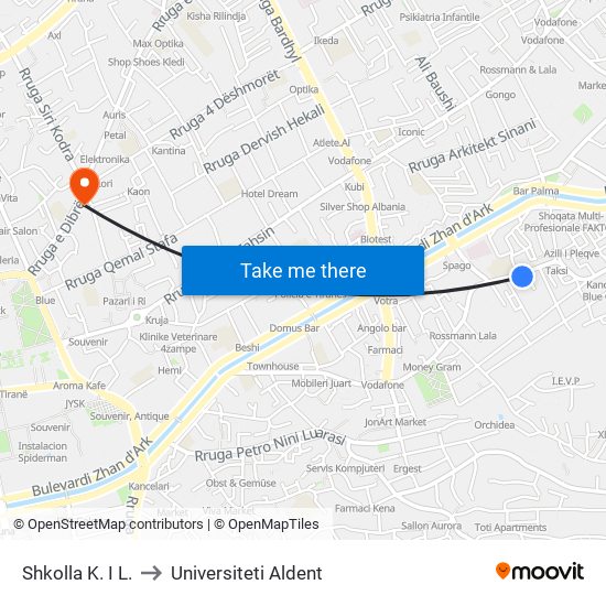 Shkolla K. I L. to Universiteti Aldent map